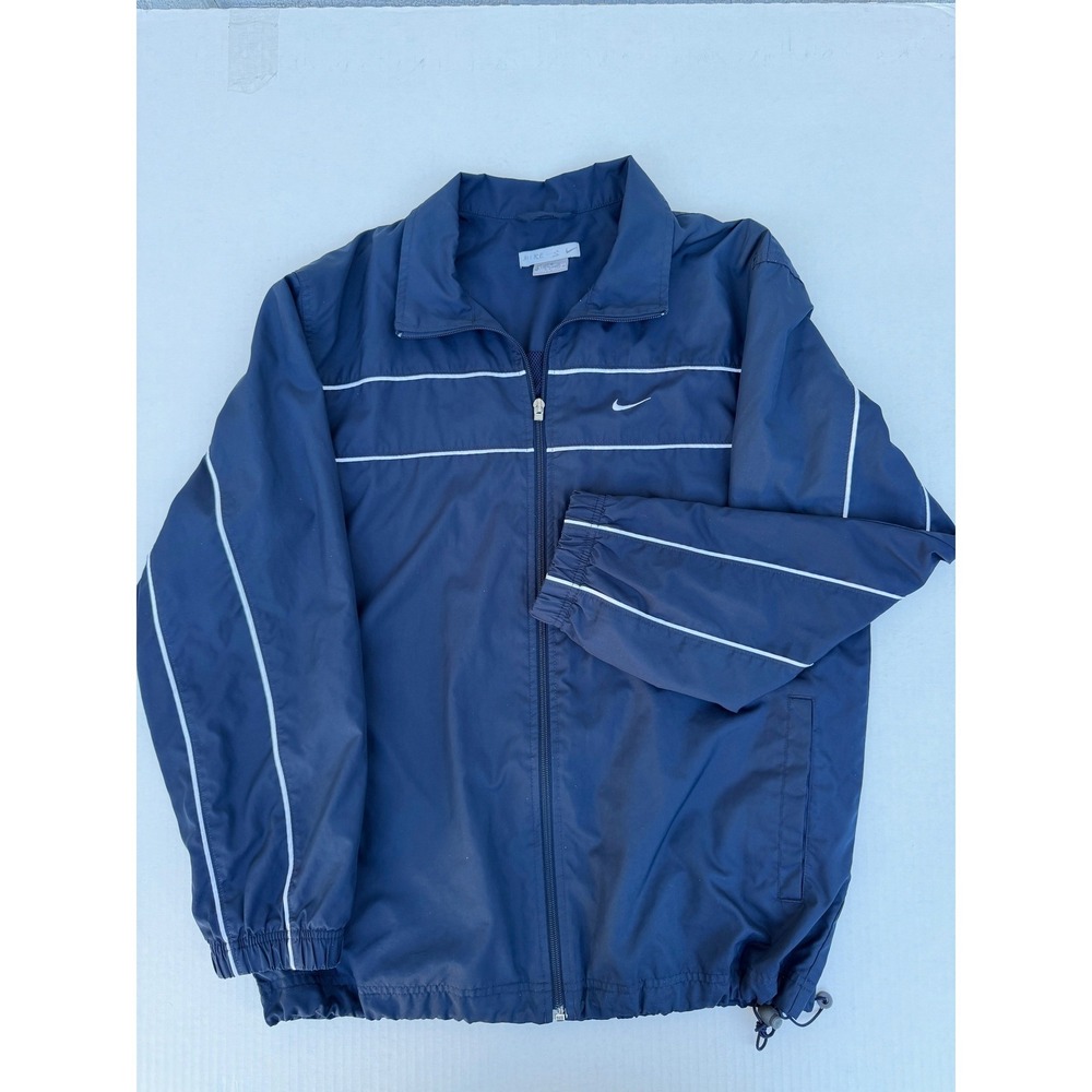 Vintage 90s Nike Windbreaker Jacket Mens Medium Navy Blue Full Zip Mesh Lined